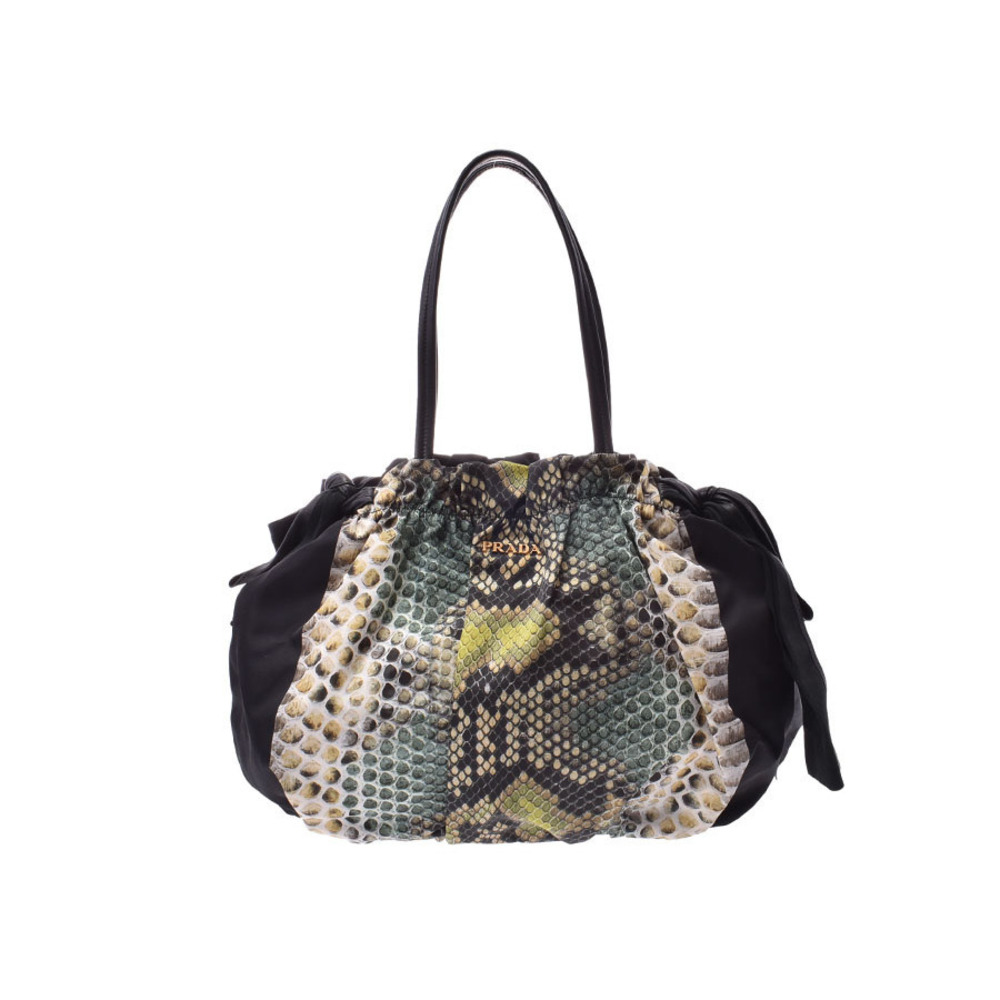 Prada Tote Bag Black Python Nylon Nappa - image 1